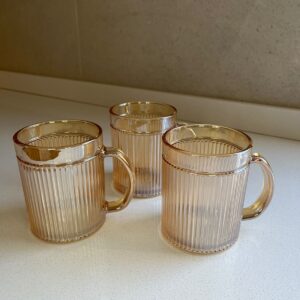 Tazas Rayadas x3 Dorado